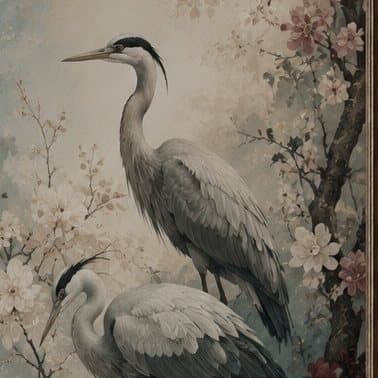 Detail: reigers in bloesem