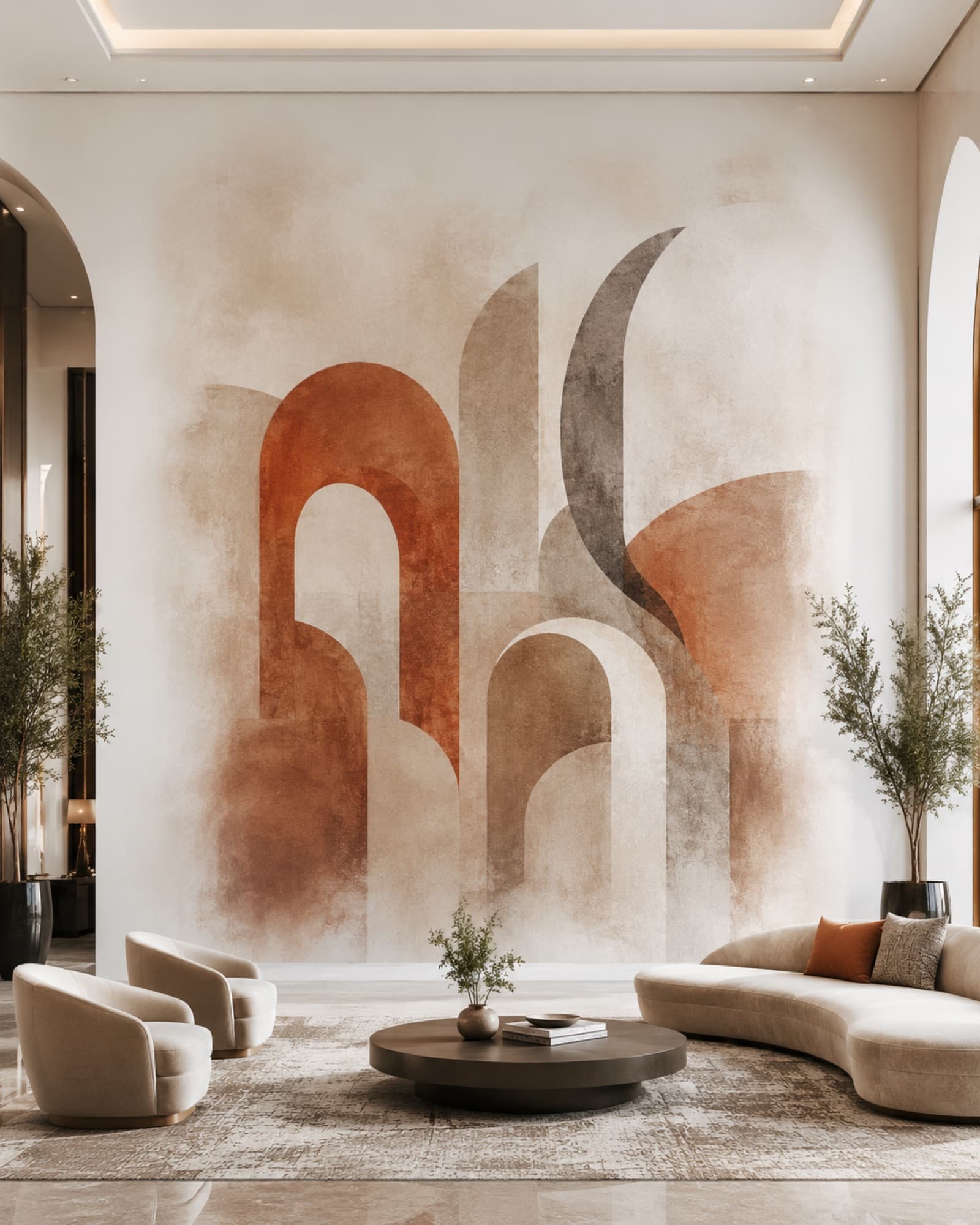 Bogen in terracotta, Woonkamer · concept